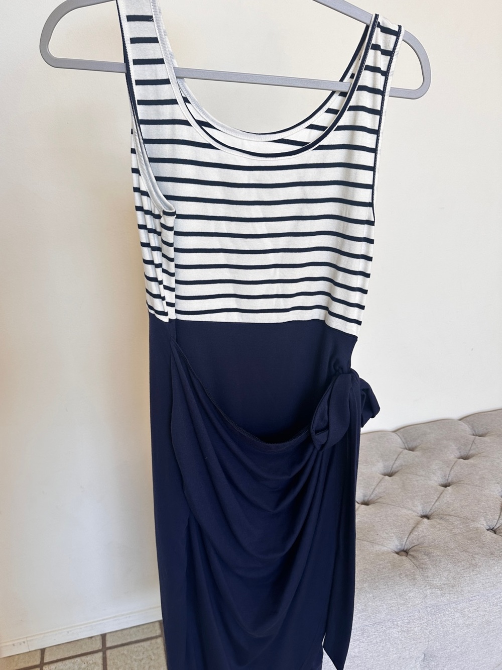 Cupshe White & Navy Striped Sleeveless Maxi Dress